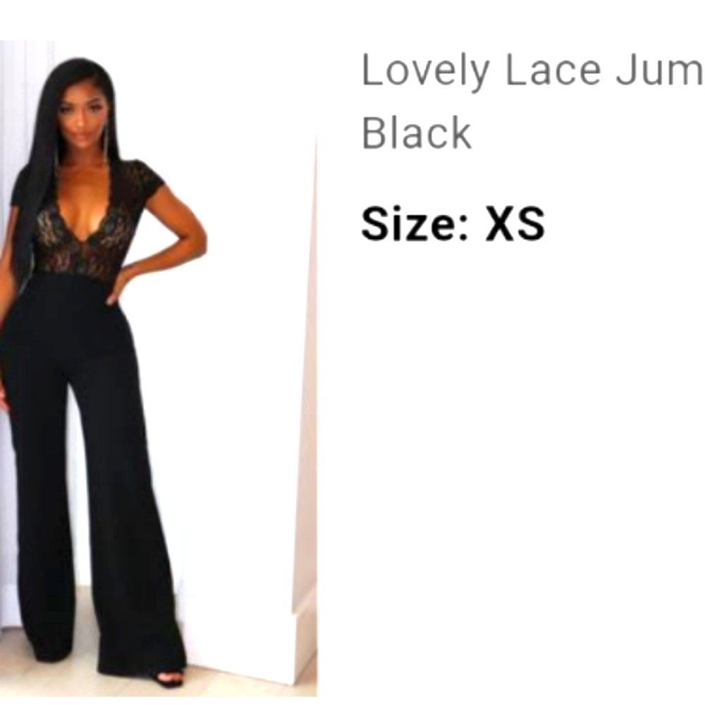 Fashion Nova lovely lace jumpsuit black